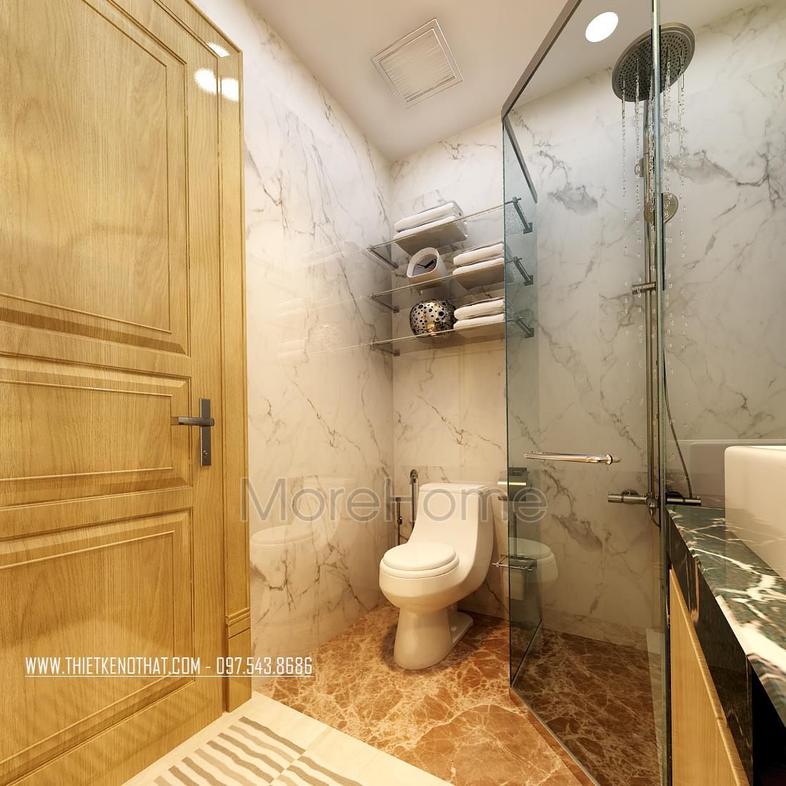 Thiết kế nội thất phòng vệ sinh nhà phố Long Biên